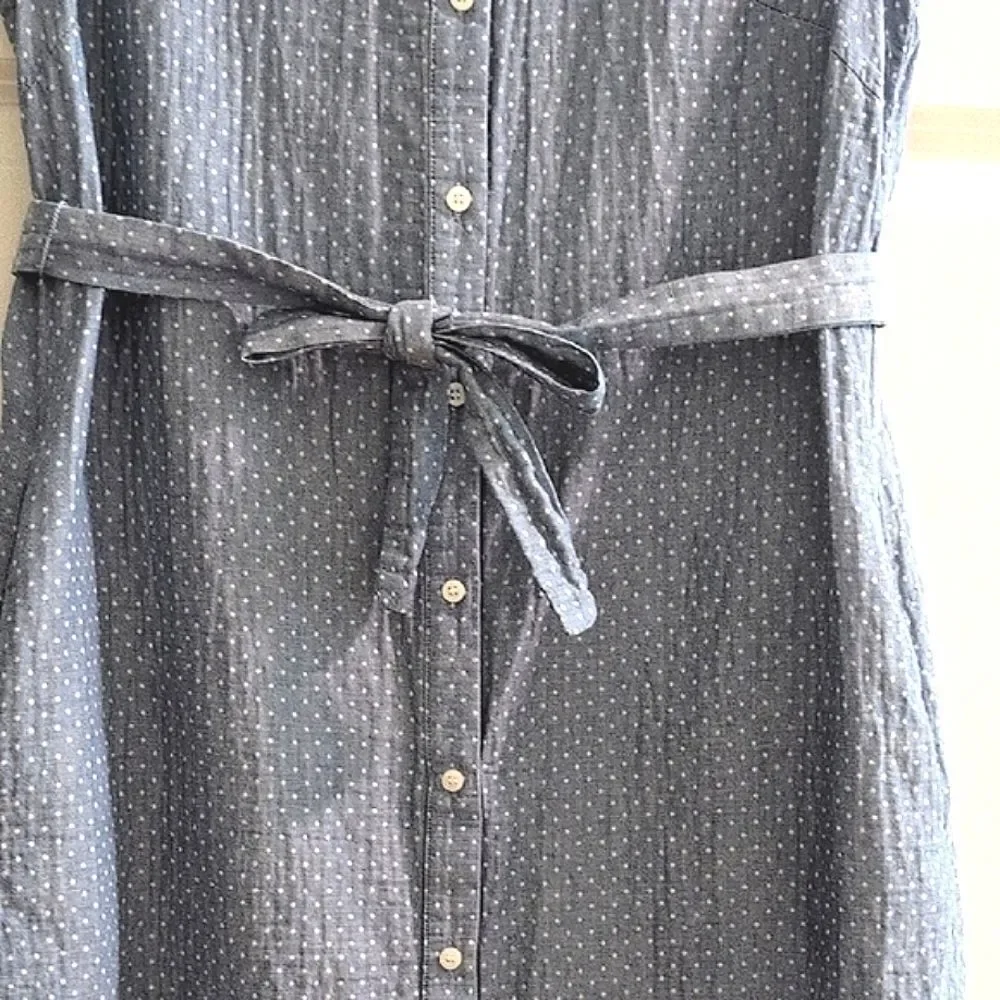 Tommy Hilfiger Polka Dot Print Sleeveless Cotton Shirt Dress Size 10